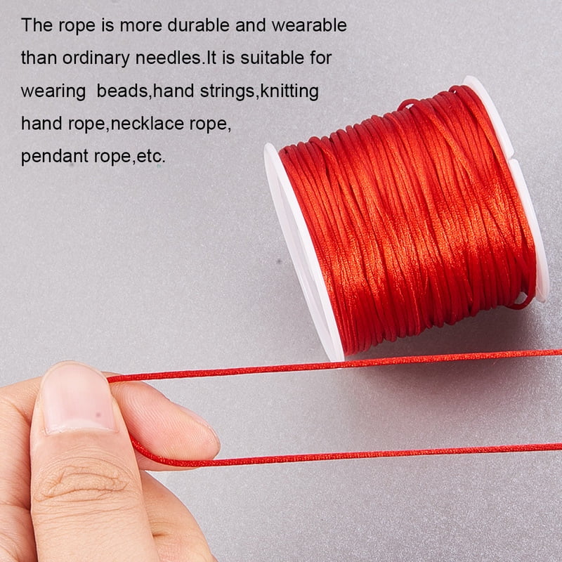 Nylon Satin Cord, Rattail Trim Thread for Chinese Knotting, Kumihimo, Beading, Macramé, Jewelry Making, Sewing - Red / 1mm, 109 Yards