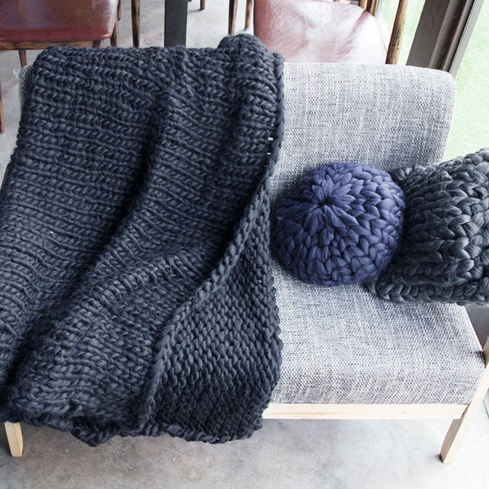 Kepooman 47" x 59" Warm Chunky Knit Blanket Throw for Couch Sofa Bed Recliner, Large Knitted Blanket for Home Office Chair, Dark Gray Kepooman 47" x 59" Warm Chunky Knit Blanket Throw for Couch Sofa Bed Recliner, Large Knitted Blanket for Home Office Chair, Dark Gray