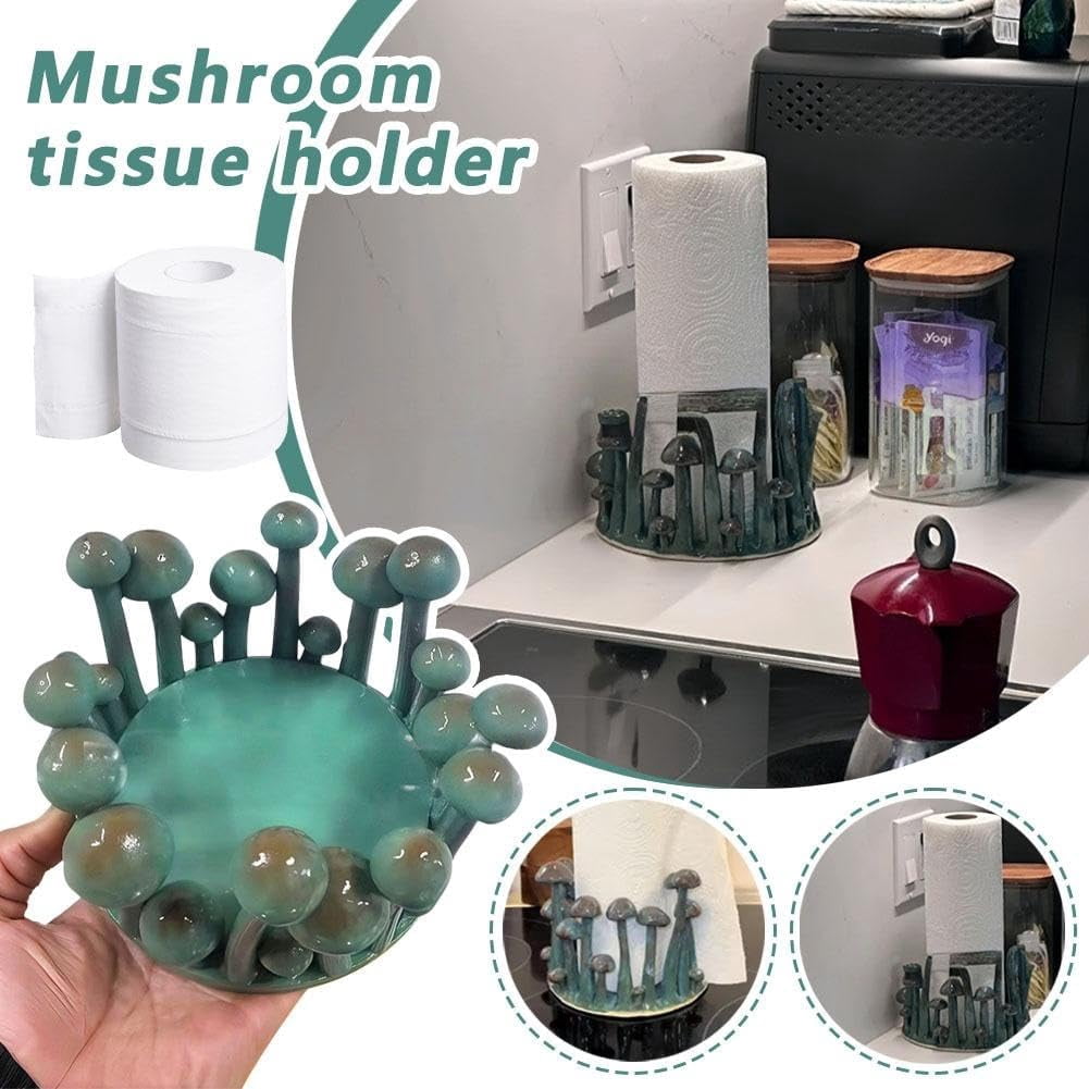 Halloween Decorations, Paper Towel Holder - Mushroom Paper Towel Holder, Unique Paper Towel Holder, Cute Mushroom Candle Holder, Unique Home Decor for Kitchen, Bathroom, Office (1PC)