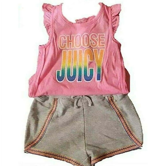 Juicy Couture Girl's 2-Piece Tank and Shorts Set, Pink Multi New with box/tags