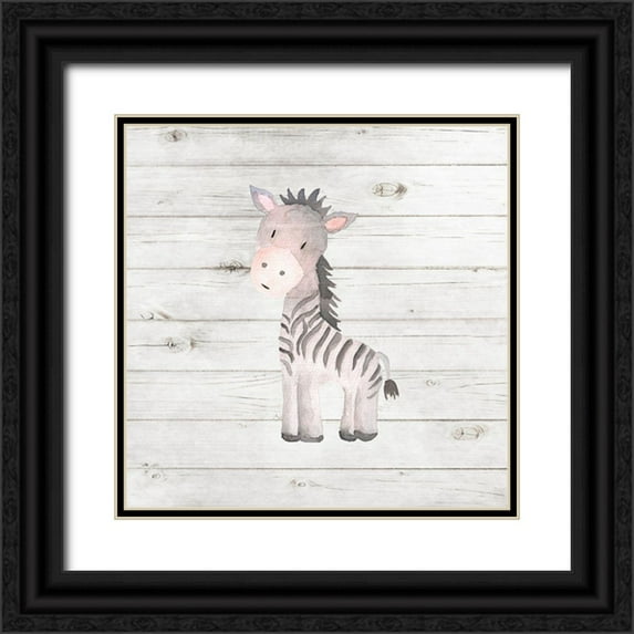 Robinson, Tamara 15x15 Black Ornate Wood Framed with Double Matting Museum Art Print Titled - Watercolor Zebra