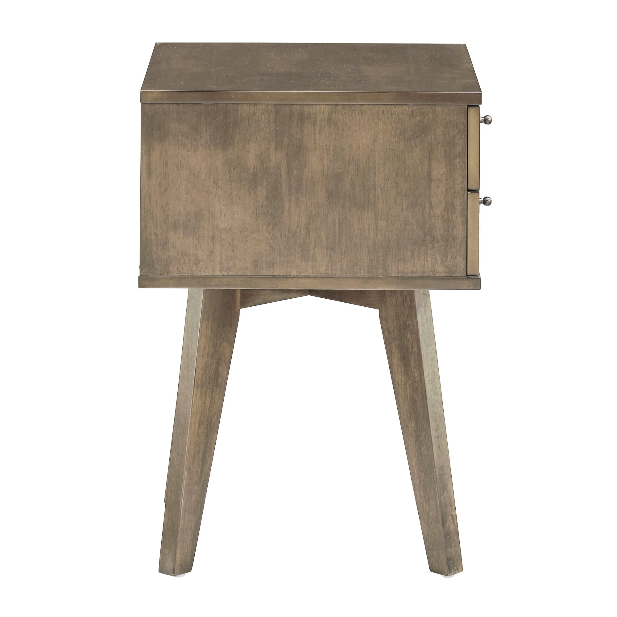 Weston Home Galton Rectangular 2-Drawer Wood Nightstand, Light Charcoal Grey Finish