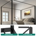 thumbnail image 4 of Dextrus King Size Metal Four Poster Canopy Bed Frame, Sturdy Platform with Built-in Headboard, Black, 4 of 6