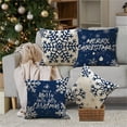 thumbnail image 4 of Christmas Pillow Covers 16x16 Blue Christmas Decorations Snowflake Throw Pillow Covers Merry Christmas Winter Holiday Decor Xmas Cushion Case for Sofa Couch Set of 4, 4 of 6
