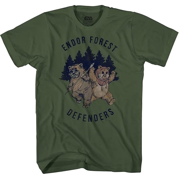 STAR WARS Endor Forest Summer Camp Ewok Funny T-Shirt for Men & Womens Graphic Adult Tshirt, Large