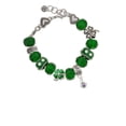 thumbnail image 2 of Delight Jewelry Silvertone Mini Paw with Purple Crystal - Green Irish Luck Bead Charm Bracelet, 7.5", 2 of 4