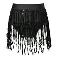 thumbnail image 2 of iixpin Kids Girls Sequin Tassel Latin Dance Skirt Hip Hop Jazz Belly Dance Ballroom Performance Costume Dancewear Black 14, 2 of 6