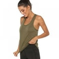 thumbnail image 3 of Baywell Women's Sports Vest Solid Color Loose Sexy Cutout Ladies Tank Tops Green XL, 3 of 8