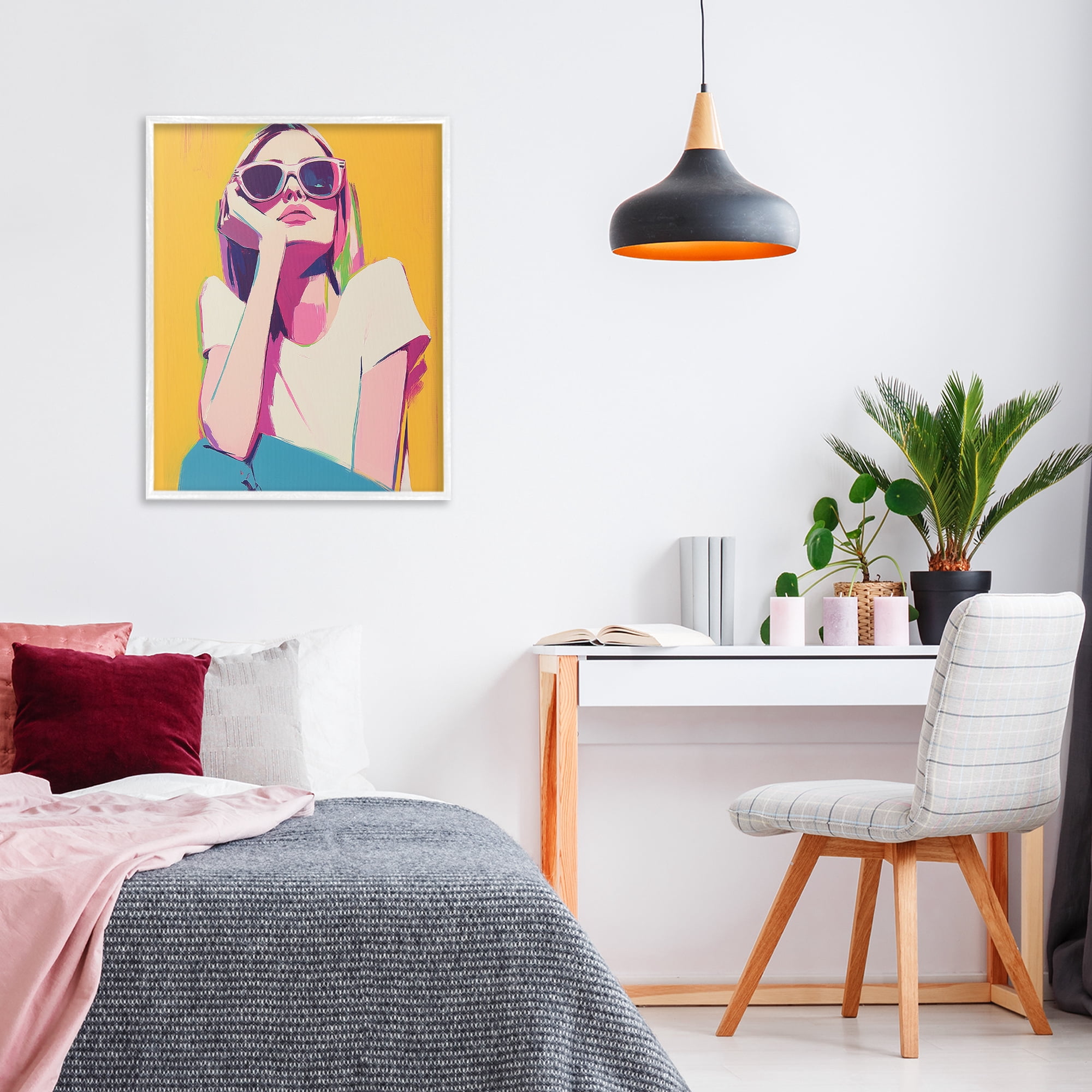 Stupell Industries Chroma Shades Girl White Framed Giclee Art, design by Walker Noble