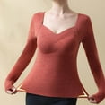 thumbnail image 3 of Thermal Long Length Sleeve Women's Base Tops Square Neck Lined Base Layer Warm Undershirts Cold Weather(Color:Red,Size:L), 3 of 5
