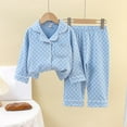 thumbnail image 2 of Gpaecead Baby Girl & Boy Satin Sleepwear: Button Down Top + Long Pants Pajama Set for Kids 2 Years Blue, 2 of 4