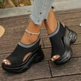 thumbnail image 2 of Rokment Platform Wedge Walking Sandals for Women Comfortable Breathable Athletic Mesh Knit Stretchy Chunky High Heels Slip on Fashion Sneakers Casual Open Toe Heeled Summer Shoes Black Size 6.5, 2 of 6