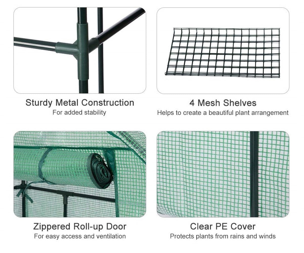 Genesis 61" L x 28" W x 79" H Portable Walk In Greenhouse with Heavy Duty Opaqua Cover