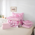 thumbnail image 6 of Feelyou Kawaii Pink Flamingo Twin Bedding Sets 7-Piece for Girl, Chic Damask Flower Floral Bedding Comforter Set, Aztec Triangle Reversible Sheet Sets, Breathable Home Decor, 6 of 8
