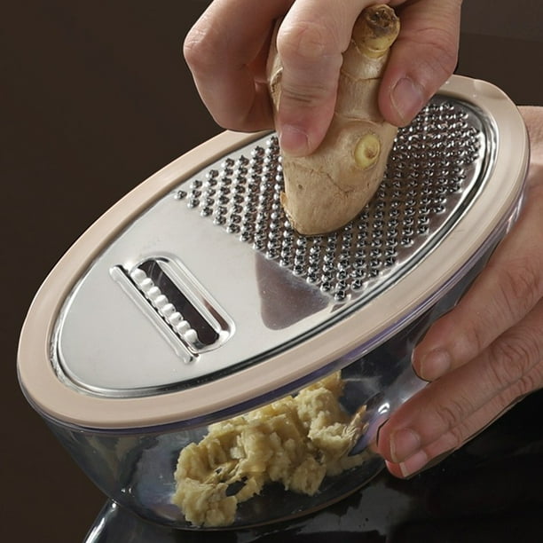 Pelador y rallador juliana multifuncional | Cortador de verduras doméstico con cuchillas de acero inoxidable | 3 opciones de grosor | Recipiente de plástico con asa y gancho para colgar en la cocina