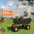 thumbnail image 4 of Chariot-benne de Jardin Robuste, Chariot Utilitaire d'Extérieur de 600 lb Ou 1200 lb avec 4 Roues Tout-Terrain de 10 Pouces, Poignée Réglable à 180° et Dégagement Rapide, Vert Noir Orange, 4 of 7