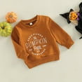 thumbnail image 3 of Toddler Baby Boy Girl Halloween Outfit Pumpkin Sweatshirt Crewneck Pullover Sweater Long Sleeve Shirt Tops Fall Clothes, 3 of 8