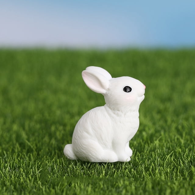 BKER Micro Ornaments Cute Animals Realistic Rabbit Micro Rabbit Gardening Resin Accessories