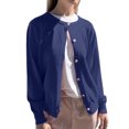 thumbnail image 1 of FOCUSNORM Cardigan Léger Tricoté pour Femmes Couleur Unie Manches Longues Col Rond Fermeture à Boutons, 1 of 5