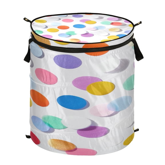 50-liter Large Capacity Laundry Basket Sealed and Dustproof Easy Carry Handles Applicable to Laundry Room Bedroom Bathroom College Dorm Multicolored Polka Dots