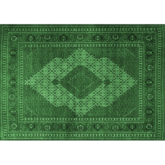 Ahgly Company Indoor Rectangle Persian Emerald Green Traditional Area Rugs, 7' x 9'