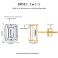 thumbnail image 6 of Rosec Jewels Certified Moissanite Solitaire Stud Earrings for Women - 6X8 mm - D-VS1 Quality - with Screw Back - Ready to Gift, 14K Yellow Gold, 6 of 7