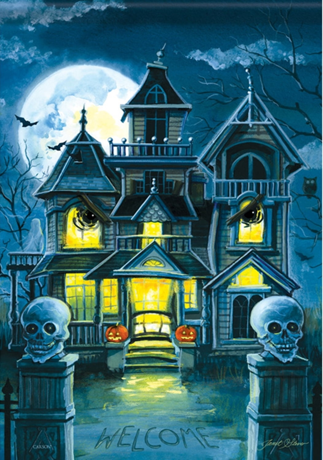Toland Spooky Manor 12.5 x 18 Haunted Halloween Pumpkin Garden Flag 