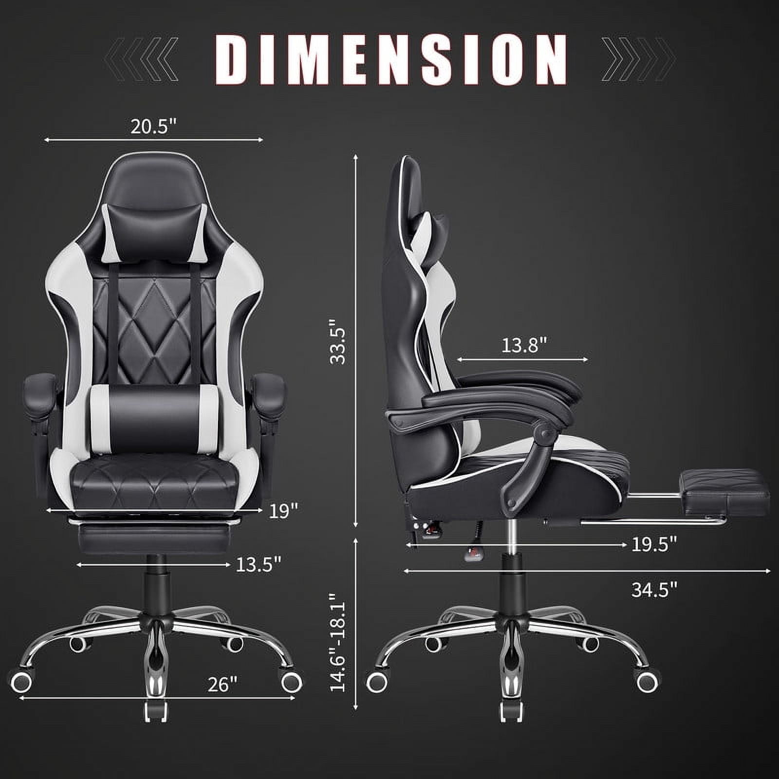 Homall Gaming Chair Massage Office Chair Computer Racing Chair High Back PU Leather Chair, White