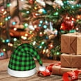 thumbnail image 6 of Fuzoiu Buffalo Plaid Green Black Print Santa Hat Christmas Hat for kids,Santa Hats with Pompom, Unisex Xmas Holiday Hat for Christmas New Year Festive Party Supplies, 6 of 6