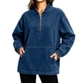thumbnail image 6 of Drovellove Women's Denim 1/4 Zip Long Sleeve Top with Pockets - Loose Casual Buttonless Pullover Shirt, Versatile Chore Jacket for Work, Weekend Outings, or Travel, 6 of 8