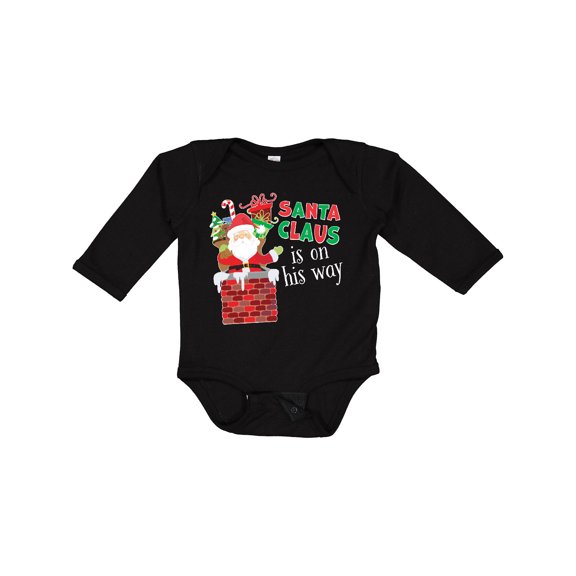 Inktastic Santa Claus Is On His Way Christmas Boys or Girls Long Sleeve Baby Bodysuit