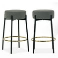 thumbnail image 3 of Set of 2 Atia Black Stained Rubberwood Bar Height Bar Stool with Low Back Fabric Seat, 3 of 8