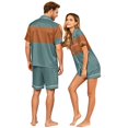 thumbnail image 4 of Couples Pajamas Matching Sets Silk Satin Short Sleeve Button Down Pjs Sleepwear Satin Pjs Shorts Set Soft Loungewear S-Xxxxl(Women), 4 of 5