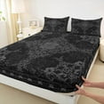 thumbnail image 3 of Manfei Baroque Floral Bed Sheets,Vintage Gothic Theme King Sheets,Black Gray Sheet Set For Boys Kids,Super Cozy Room Decor,4 Pieces, 3 of 7
