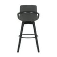 thumbnail image 2 of Baylor 30" Gray Faux Leather and Black Wood Swivel Bar Stool, 2 of 7