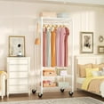 thumbnail image 2 of P6 Mini Rolling Clothes Rack Heavy Duty, Clothing Racks for Hanging Clothes, Freestanding Garment Rack with Wheels, Portable Closet Rack Max Load 360LBS, 23.6''W x 14''D x 74.6''H, White, 2 of 14