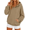 thumbnail image 3 of Lumtrix Women's Oversized Hoodie Spring Fall Long Sleeve Sweatshirt with Pocket Drop Shoulder,Casual Daily & Light Workouts Pullovers Camel L, 3 of 7