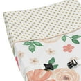 thumbnail image 4 of Sweet Jojo Designs Watercolor Floral Peach Green and Gold Changing Pad Cover, 4 of 6