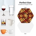 thumbnail image 6 of Honeii Red Plaid Sunflower print Leather Coaster Set of 4, ideal for safeguarding your furniture from drinks spills and effortless cleanup-Hexagon, 6 of 6
