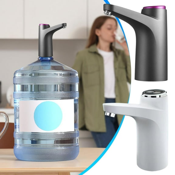 Portable Water Bottle Pump, Electric USB Charging Water Dispenser for 3/4/5 Gallon Jugs, Automatic Shut-Off & Rechargeable 1200mAh Battery, No-Lift ABS/Silicone Pump for Home/Office/Outdoor