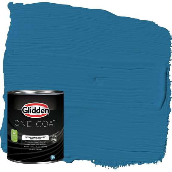 Glidden One Coat Interior Paint and Primer, Blue Oasis / Blue, 1 Quart, Flat