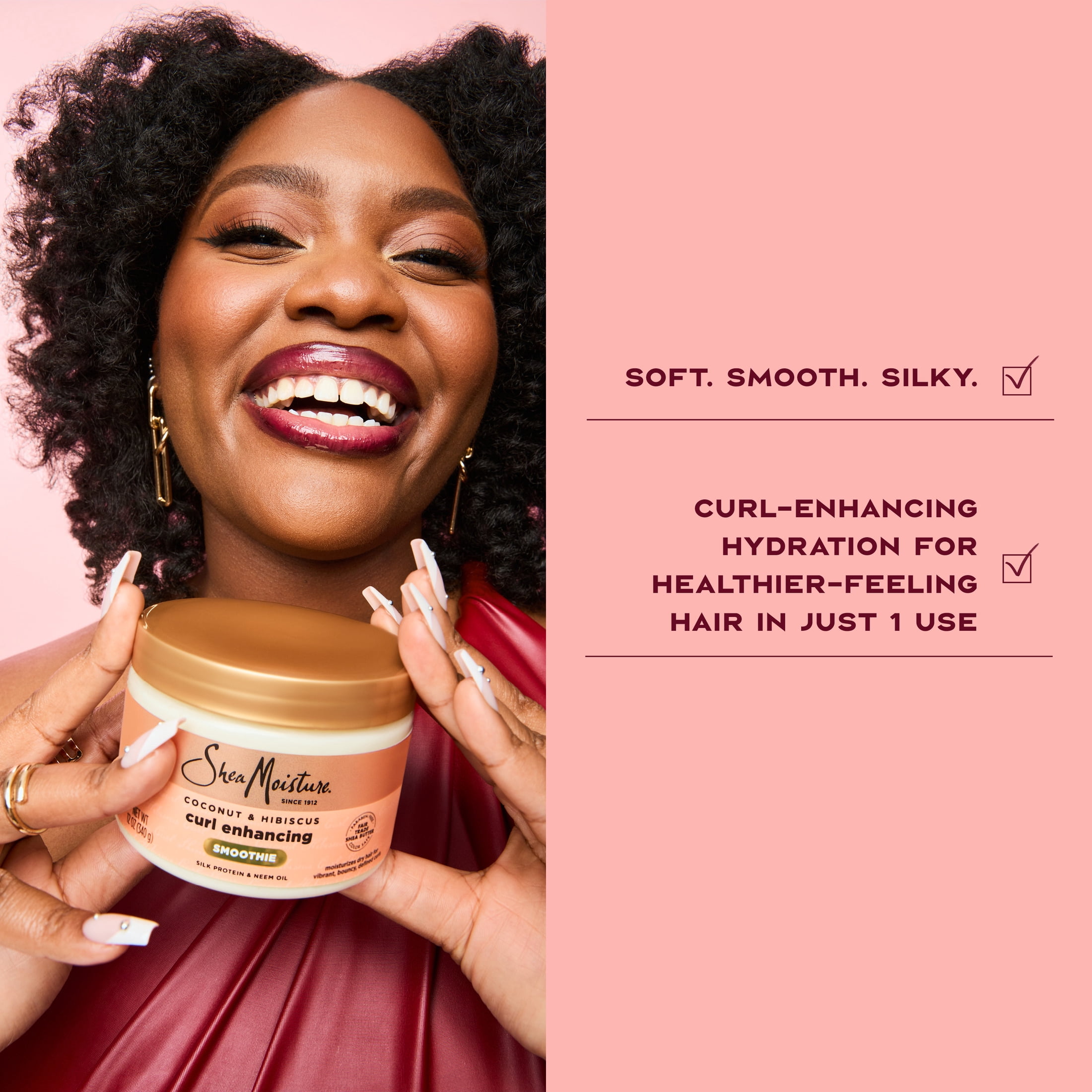 (2 pack) SheaMoisture Smoothie Curl Enhancing Cream Coconut and Hibiscus, 12 oz