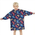 thumbnail image 3 of DarkBlue Dinosaurs Pattern Blanket Hoodies for Kids 6-13YR Oversize Wearable Blanket Hoodies for Boys Girls Teens, 3 of 7
