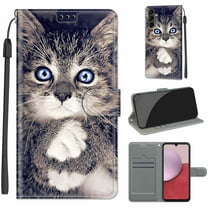 Feishell Wallet Case for Samsung Galaxy A14 5G 6.6 inch,Shockproof Stylish Pattern PU Leather Magnetic Clasp Folio Flip Holder Card Slots Slim Phone Cover with Wrist Strap,White Clawed Cat