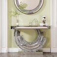thumbnail image 2 of 3C Shaped Crushed Diamond Hallway Table For Hotel Mirrored Centre Diamond Console Table For Living Room, 2 of 9