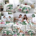 thumbnail image 5 of Watercolor Plant Bedding Duvet Cover Set Queen Size 4 Pieces Succulent Cactus Pink Floral Botanical Bedding Set with Zipper Closure, 1 Comforter Cover 90x92 Inches 1 Flat Sheet & 2 Pillow Cases, 5 of 7