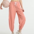 thumbnail image 3 of SWSMCLT Women's Yoga Pants Jogger Sweatpants Drawstring Stretch Joggers Gym Long Comfy High Waisted Loose Peony Pink Small, 3 of 4