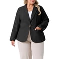 thumbnail image 2 of DARING DIVA Women's Plus Linen Cotton Blazer Work Suit Jacket 2X Black, 2 of 6