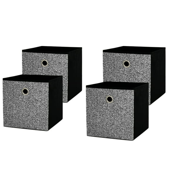 Mainstays Collapsible Fabric Cube Storage Bins (10.5" x 10.5"), 4 Pack, Gray Windowpane