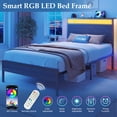 thumbnail image 4 of Twin Bed Frame with Headboard & Footboard, Charging Station & LED Light, Under-Bed-Storage, No Box Spring Needed, Noise Free, Easy Assembly, Rustic Gray, 4 of 8